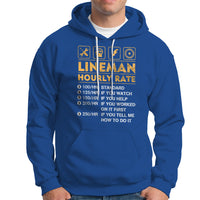 Funny Lineman Hourly Rate Gift for Lineman Hoodie - Wonder Print Shop