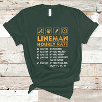 Funny Lineman Hourly Rate Gift for Lineman T Shirt - Wonder Print Shop