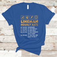 Funny Lineman Hourly Rate Gift for Lineman T Shirt - Wonder Print Shop