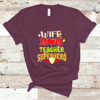 Women Teacher T Shirt Wife Mom Teacher Superhero - Wonder Print Shop