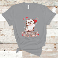Happy Valentine's Day, Cute Shih-tzu Puppy Smiling My Valentine Has Paws T Shirt - Wonder Print Shop