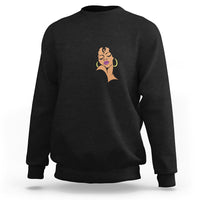 Black Queen Lady Curly Natural Afro African American Ladies Sweatshirt - Wonder Print Shop