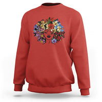 Black History Themed Sweatshirt For Women Afro Flower Hair Juneteenth - Wonder Print Shop