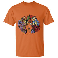 Black History Themed T Shirt For Women Afro Flower Hair Juneteenth - Wonder Print Shop