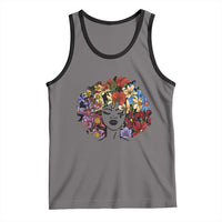 Black History Tank Top For Women Afro Flower Hair Juneteenth