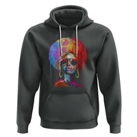 Womens Black Queen Afro Melanin Dripping Juneteenth Hoodie - Wonder Print Shop