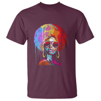 Womens Black Queen Afro Melanin Dripping Juneteenth T Shirt - Wonder Print Shop