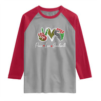 Peace Love Juneteenth Raglan Shirt Black Freedom