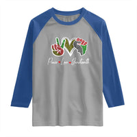 Peace Love Juneteenth Raglan Shirt Black Freedom
