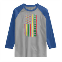 Juneteenth American Flag Raglan Shirt Melanin Black Pride Pan African 1865