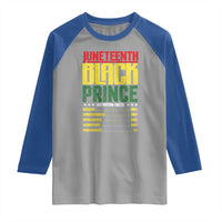Juneteenth Black Prince Nutrition Facts Raglan Shirt