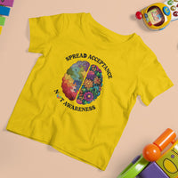 Accept Autism T Shirt For Kid Spread Acceptance Not Awareness Neurodiversity Brain - Wonder Print Shop