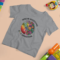 Accept Autism T Shirt For Kid Spread Acceptance Not Awareness Neurodiversity Brain - Wonder Print Shop