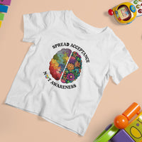 Accept Autism T Shirt For Kid Spread Acceptance Not Awareness Neurodiversity Brain - Wonder Print Shop