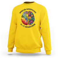 Accept Autism Sweatshirt Spread Acceptance Not Awareness Neurodiversity Brain - Wonder Print Shop