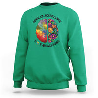 Accept Autism Sweatshirt Spread Acceptance Not Awareness Neurodiversity Brain - Wonder Print Shop