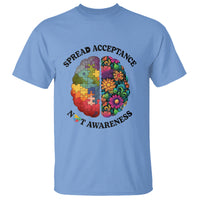 Accept Autism T Shirt Spread Acceptance Not Awareness Neurodiversity Brain - Wonder Print Shop