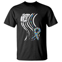 Autism Awareness T Shirt Spectrum Ribbon American Flag - Wonder Print Shop