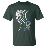 Autism Awareness T Shirt Spectrum Ribbon American Flag - Wonder Print Shop