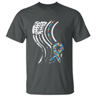 Autism Awareness T Shirt Spectrum Ribbon American Flag - Wonder Print Shop