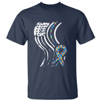 Autism Awareness T Shirt Spectrum Ribbon American Flag - Wonder Print Shop