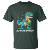 Dinosaur Autism T Shirt Au-somesaurus Word Pun Puzzle Piece - Wonder Print Shop