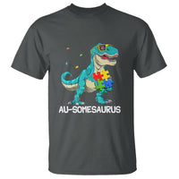 Dinosaur Autism T Shirt Au-somesaurus Word Pun Puzzle Piece - Wonder Print Shop