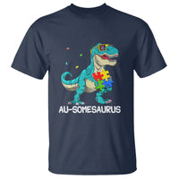 Dinosaur Autism T Shirt Au-somesaurus Word Pun Puzzle Piece - Wonder Print Shop