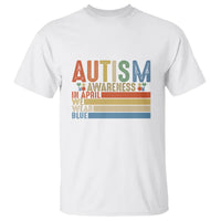 Autism Awareness Month T Shirt In April We Wear Blue Retro Vintage Puzzle Piece - Wonder Print Shop