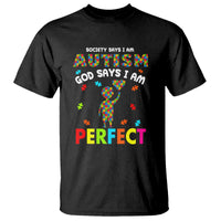 Society Says I Austism T Shirt God Say I Am Perfect Boy Kid - Wonder Print Shop