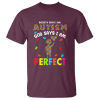 Society Says I Austism T Shirt God Say I Am Perfect Boy Kid - Wonder Print Shop