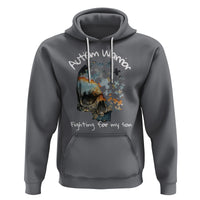 Skull Autism Warrior Hoodie Fighting For My Son Love Support - Wonder Print Shop