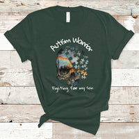 Skull Autism Warrior T Shirt Fighting For My Son Love Support - Wonder Print Shop