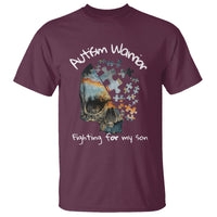 Skull Autism Warrior T Shirt Fighting For My Son Love Support - Wonder Print Shop