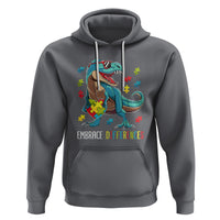 Dinosaur Autism Hoodie Embrace Differences Proud Autistic Puzzle Heart - Wonder Print Shop