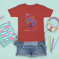 Autism Awareness T Shirt For Kid Colorful Sunflower With Bird Spectrum Ribbon - Wonder Print Shop