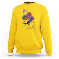 Autism Awareness Sweatshirt Colorful Sunflower With Bird Spectrum Ribbon - Wonder Print Shop