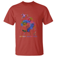 Autism Awareness T Shirt Colorful Sunflower With Bird Spectrum Ribbon - Wonder Print Shop
