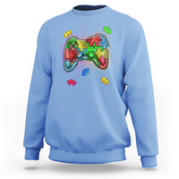 Autism Awareness Gamer Sweatshirt Video Game Control Puzzle Piece - Wonder Print Shop