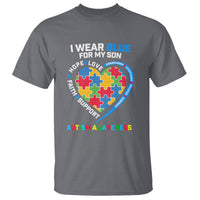 Autism Parents T Shirt I Wear Blue For My Son, Understanding Acceptance Courage Strength, Puzzle Heart - Wonder Print Shop