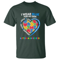 Autism Parents T Shirt I Wear Blue For My Son, Understanding Acceptance Courage Strength, Puzzle Heart - Wonder Print Shop