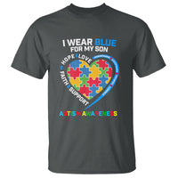 Autism Parents T Shirt I Wear Blue For My Son, Understanding Acceptance Courage Strength, Puzzle Heart - Wonder Print Shop