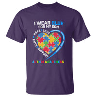 Autism Parents T Shirt I Wear Blue For My Son, Understanding Acceptance Courage Strength, Puzzle Heart - Wonder Print Shop