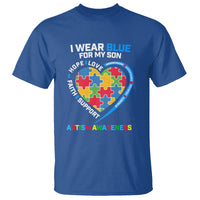 Autism Parents T Shirt I Wear Blue For My Son, Understanding Acceptance Courage Strength, Puzzle Heart - Wonder Print Shop