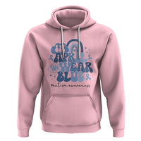 Autism Awareness Hoodie In April We Wear Blue Rainbow Retro Groovy - Wonder Print Shop
