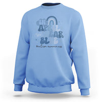 Autism Awareness Sweatshirt In April We Wear Blue Rainbow Retro Groovy - Wonder Print Shop
