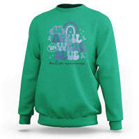Autism Awareness Sweatshirt In April We Wear Blue Rainbow Retro Groovy - Wonder Print Shop