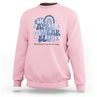 Autism Awareness Sweatshirt In April We Wear Blue Rainbow Retro Groovy - Wonder Print Shop