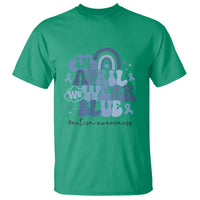 Autism Awareness T Shirt In April We Wear Blue Rainbow Retro Groovy - Wonder Print Shop