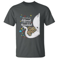 Elephant Autism T Shirt What Makes You Different Is What Makes You Beautiful Puzzle Pieces - Wonder Print Shop